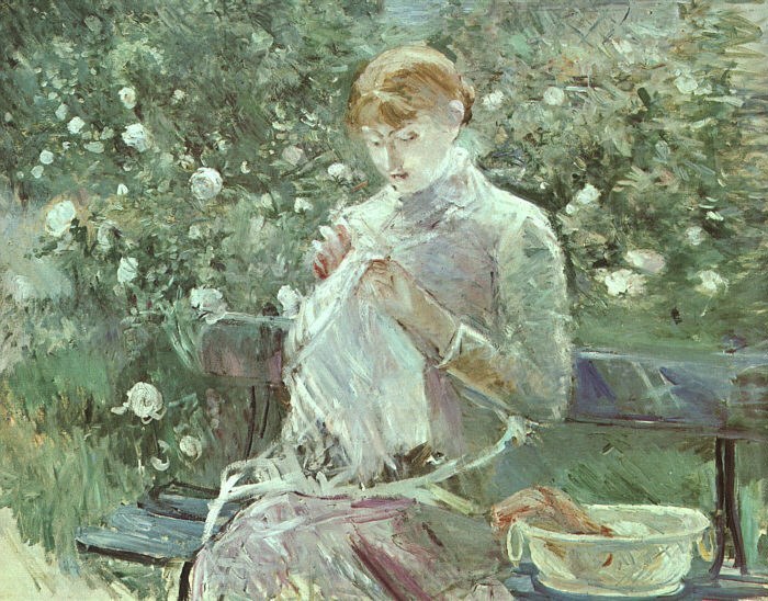 Berthe Morisot Young Woman Sewing in a Garden
